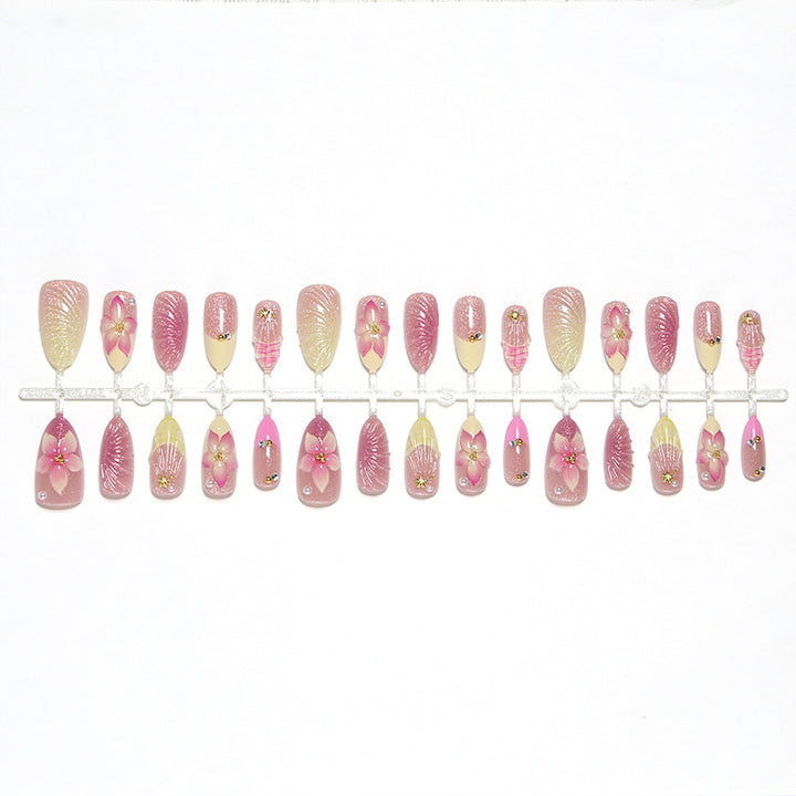 Artificial nail set with floral 3D decorations Kalsten