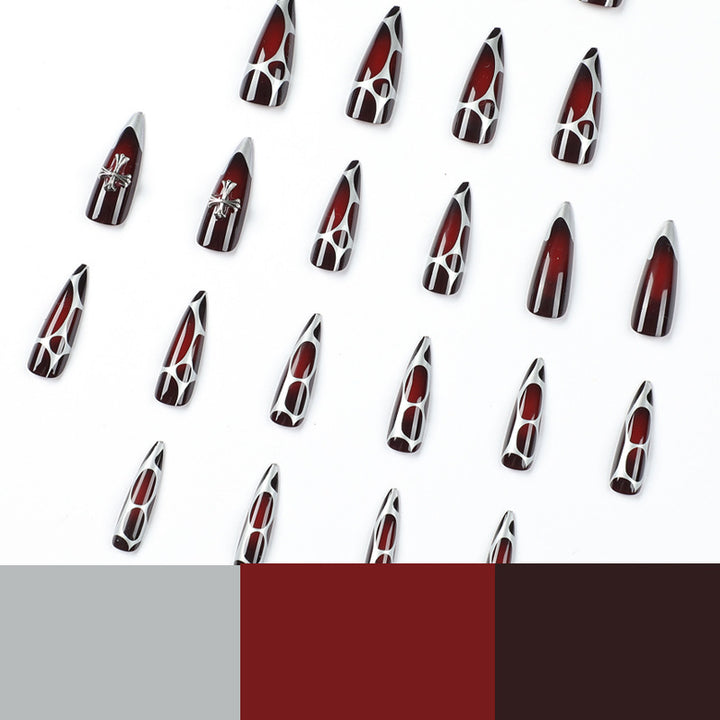 Artful Stiletto Nails with Elegant Cross Decoration Kalsten