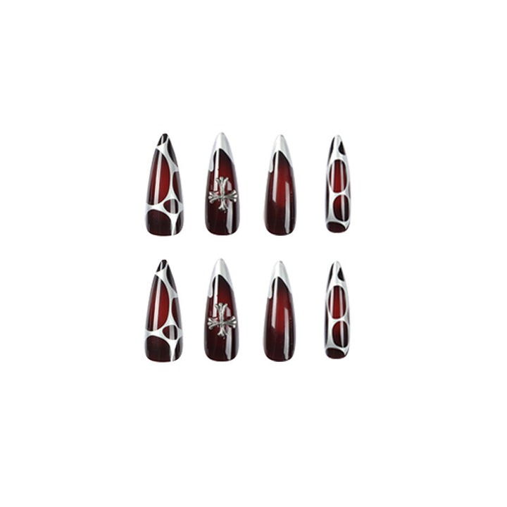 Artful Stiletto Nails with Elegant Cross Decoration Kalsten