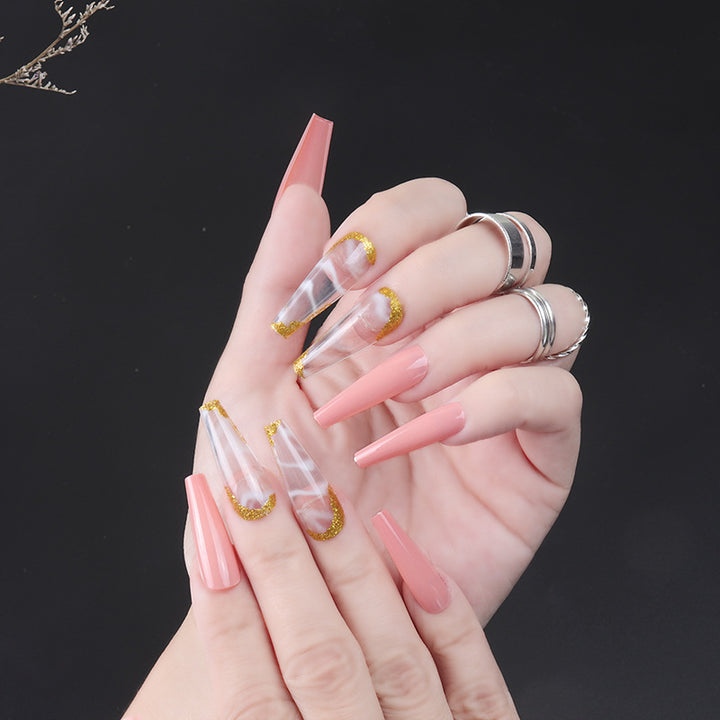 Glitter-Accented Stiletto Press-On Nails Kalsten