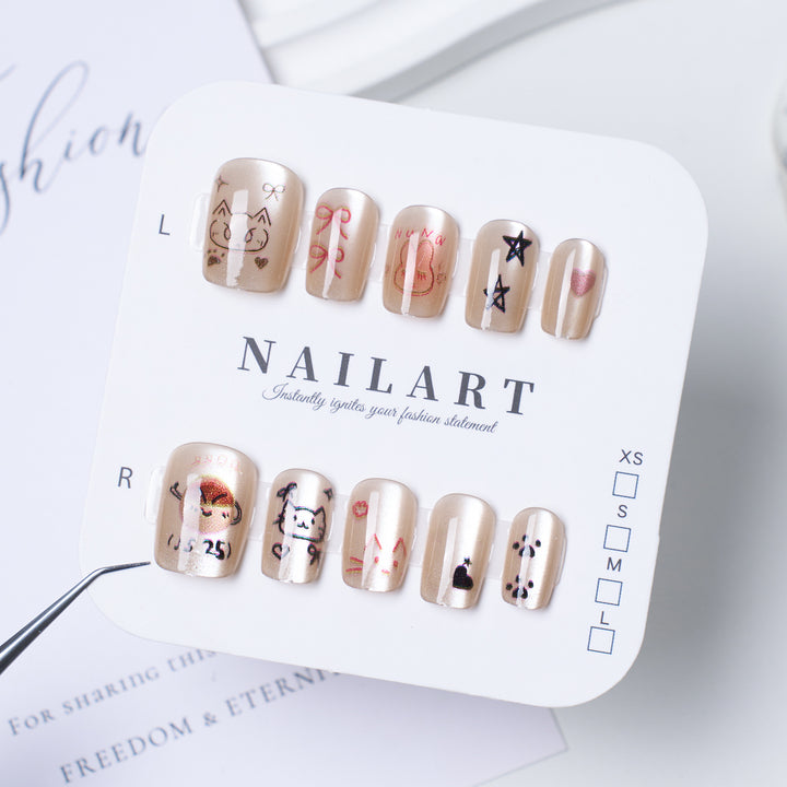 Artistic Animal-Themed Press-On Nail Set Kalsten