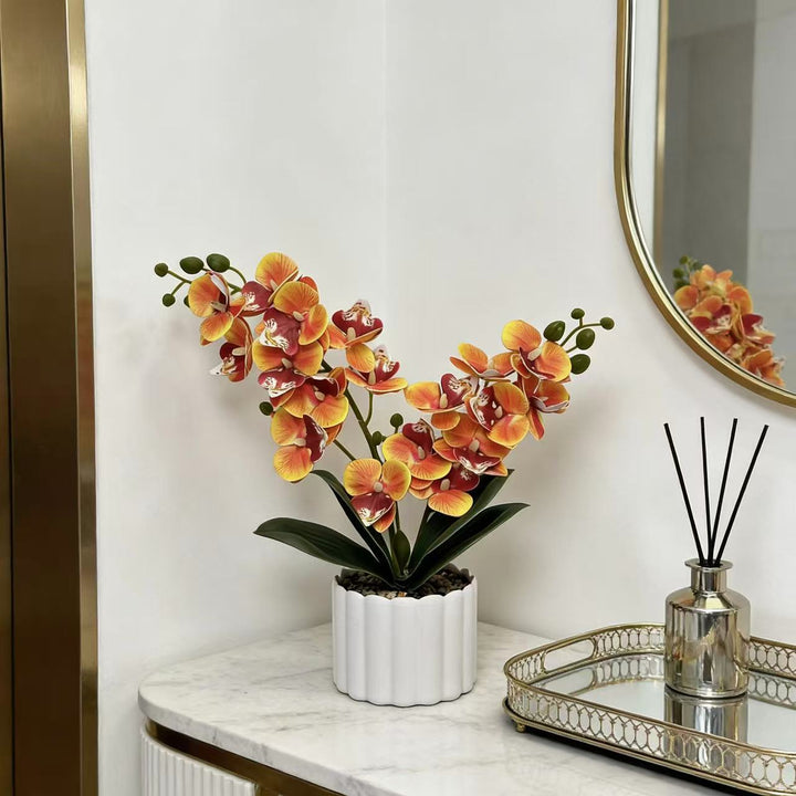 Elegant Artificial Orchid Plant Arrangement for Indoor Decor