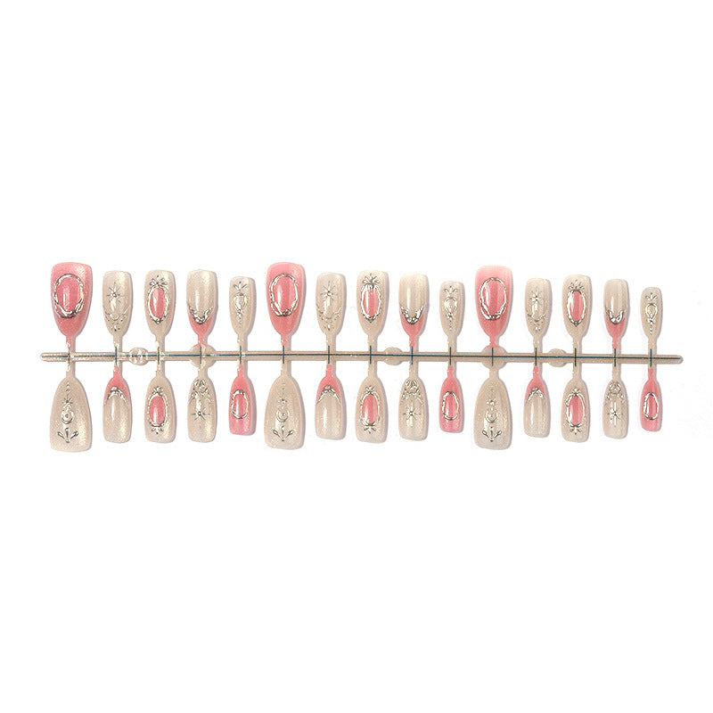 Decorative Press-On Nail Art Set with Floral and Shimmer Accents kalsten