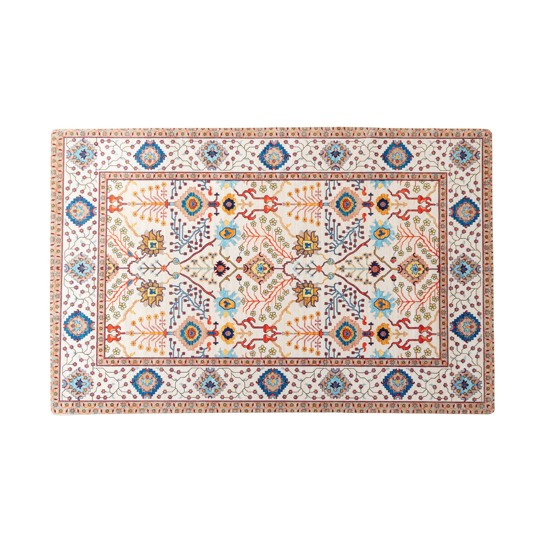 Living room rug in oriental suzani style with fine border Kalsten