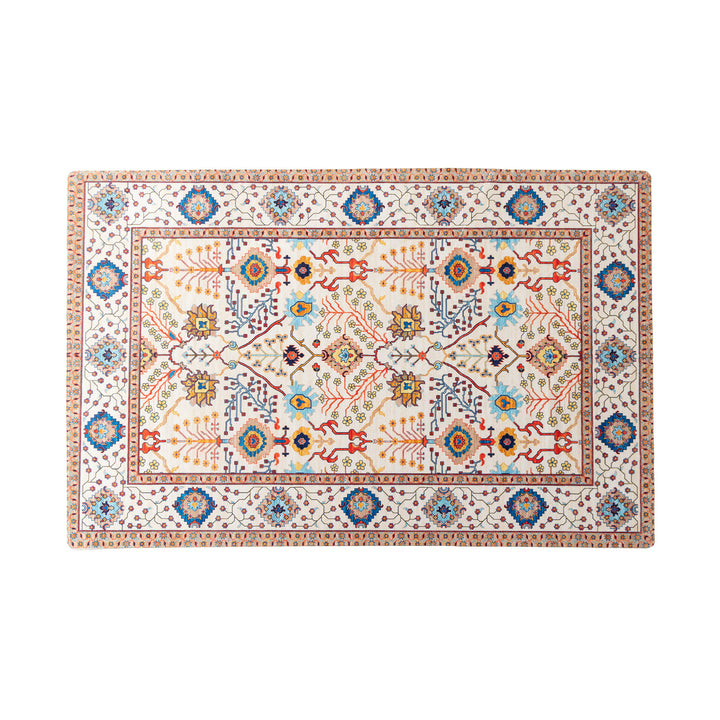 Living room rug in oriental suzani style with fine border Kalsten