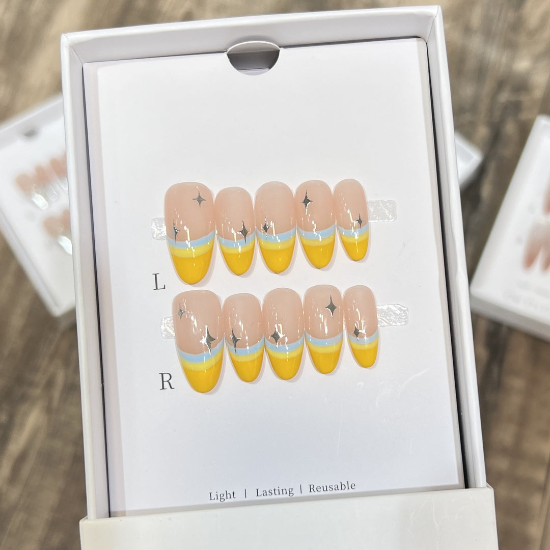 Stylish Press-On Nail Set with Unique Colorful Design Kalsten