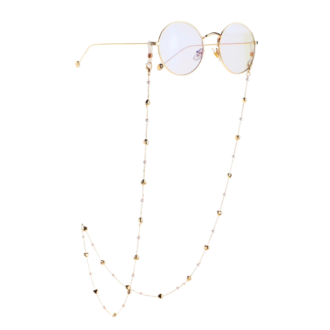 Elegant Heart-Shaped Pearl Chain Eyewear Holder Kalsten
