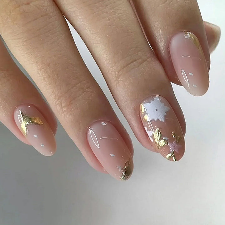 Floral Embellished Press-On Nail Design Kalsten