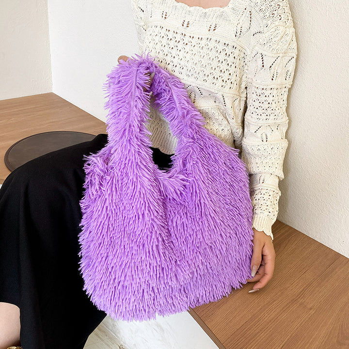 Plush Faux Fur Slouchy Tote Bag