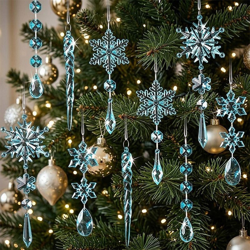 Crystal Snowflake Ornaments Set