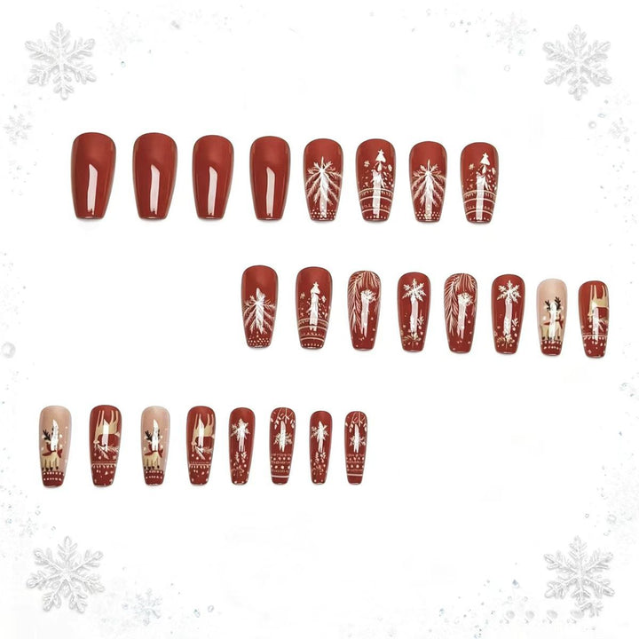Artificial nails with festive reindeer and snowflake design Kalsten