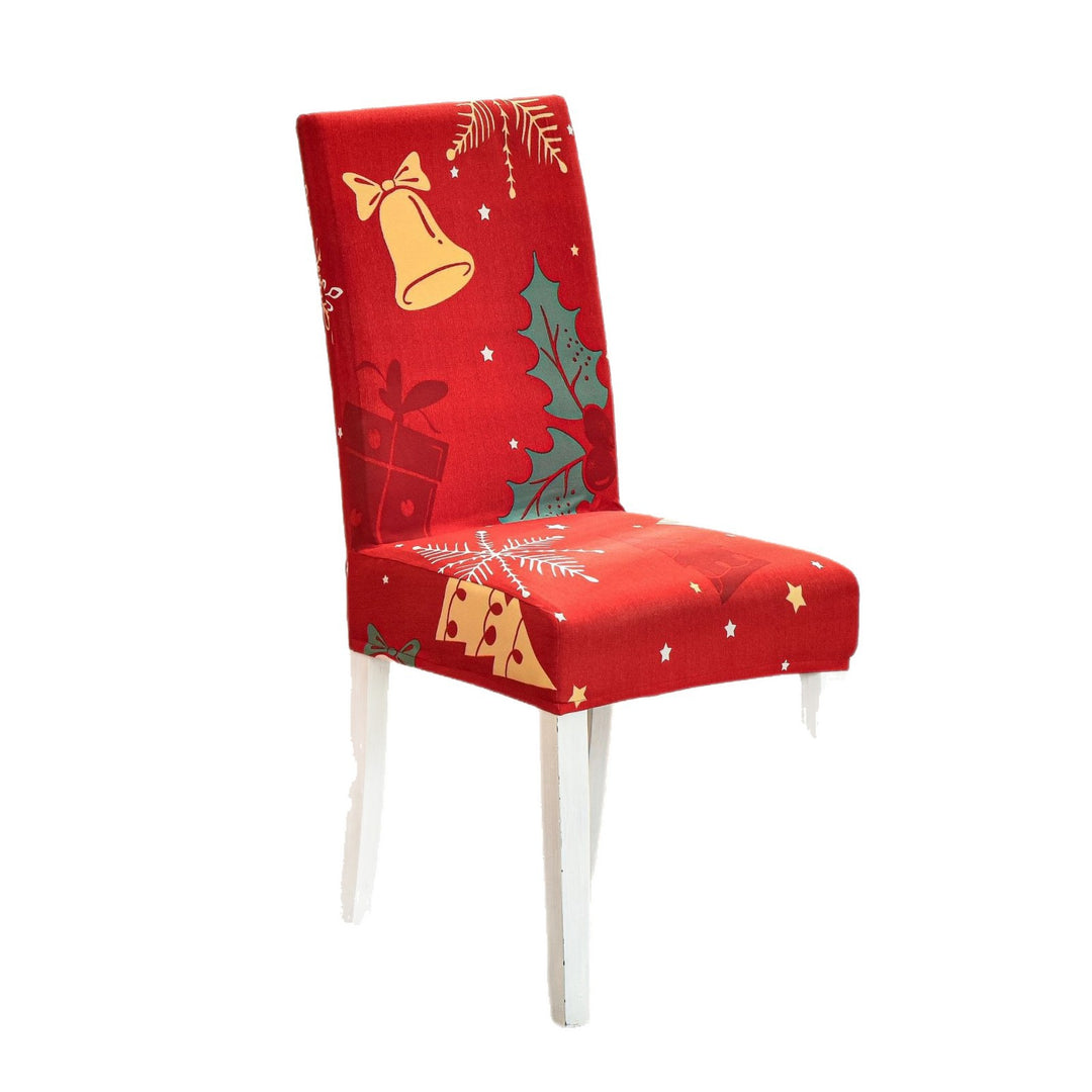 Elastic chair covers with Christmas design for high backrests
