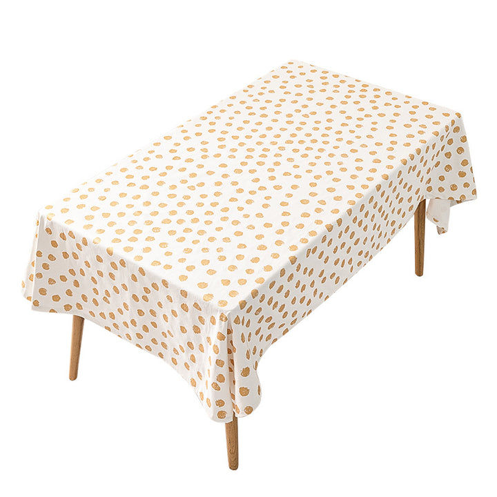 Rectangular tablecloth made of cotton-linen blend with embossed polka dot pattern and water-repellent surface Kalsten
