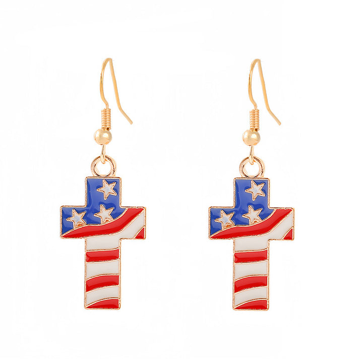 Women's nan patriotic horseshoe enamel dangle earrings with star-accented design and fishhook findings Kalsten