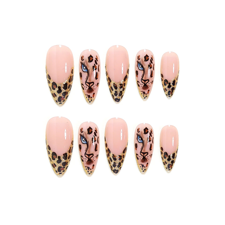 Creative Nail Art Set with Leopard Pattern and Glitter Kalsten