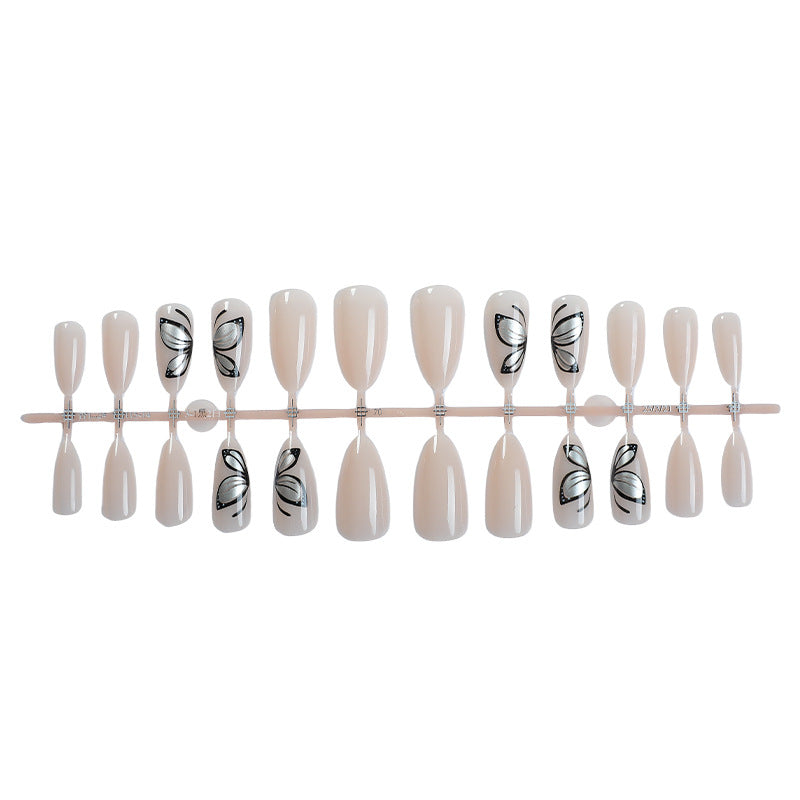 Artistic Press-On Nail Set with Elegant Butterfly Design kalsten