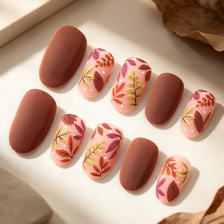Artistic Autumn-Inspired Nail Art Kalsten