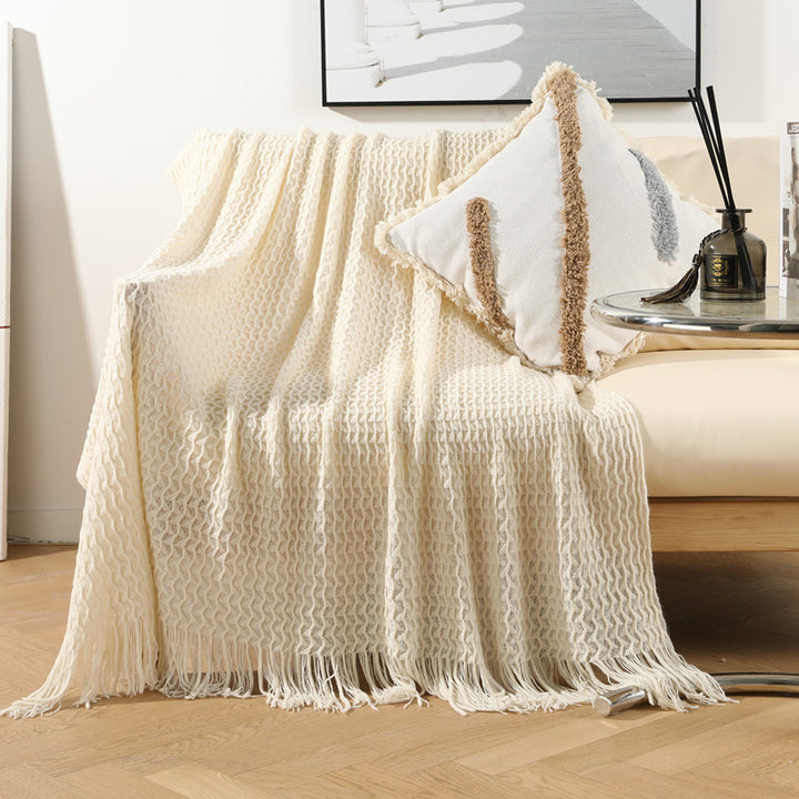 Home Decorative Fringe Knit Throw