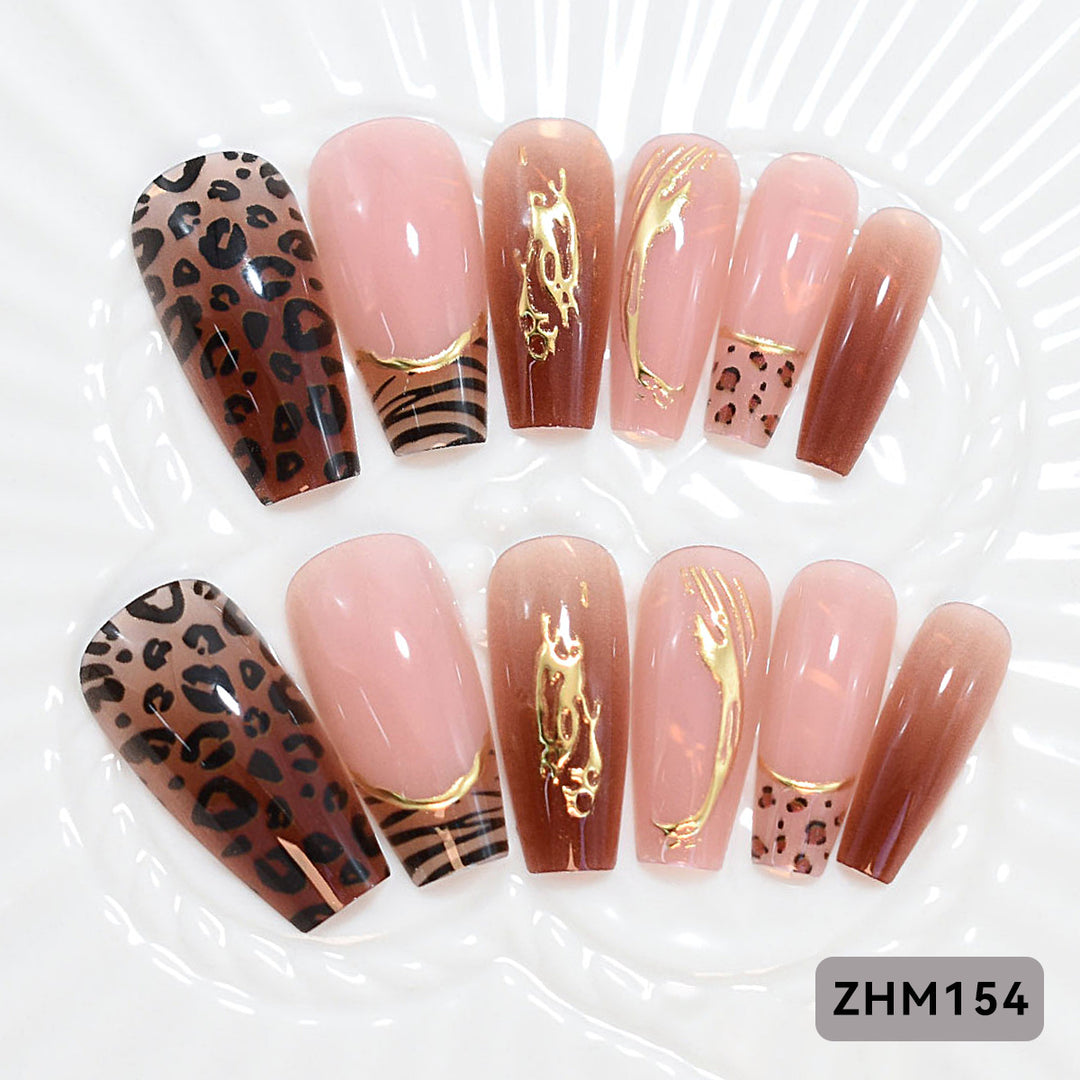 Artistic Press-On Nail Set with Cherry Blossom Design Kalsten