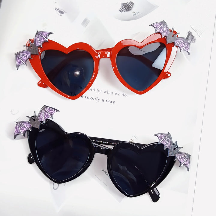 Heart-Shaped Sunglasses with Bat Accents Kalsten
