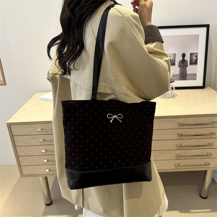 Heart-Embellished Canvas Tote Bag Kalsten