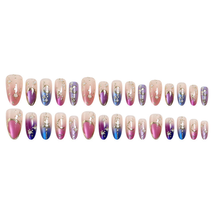 Glamorous artificial nails with star and moon motifs Kalsten