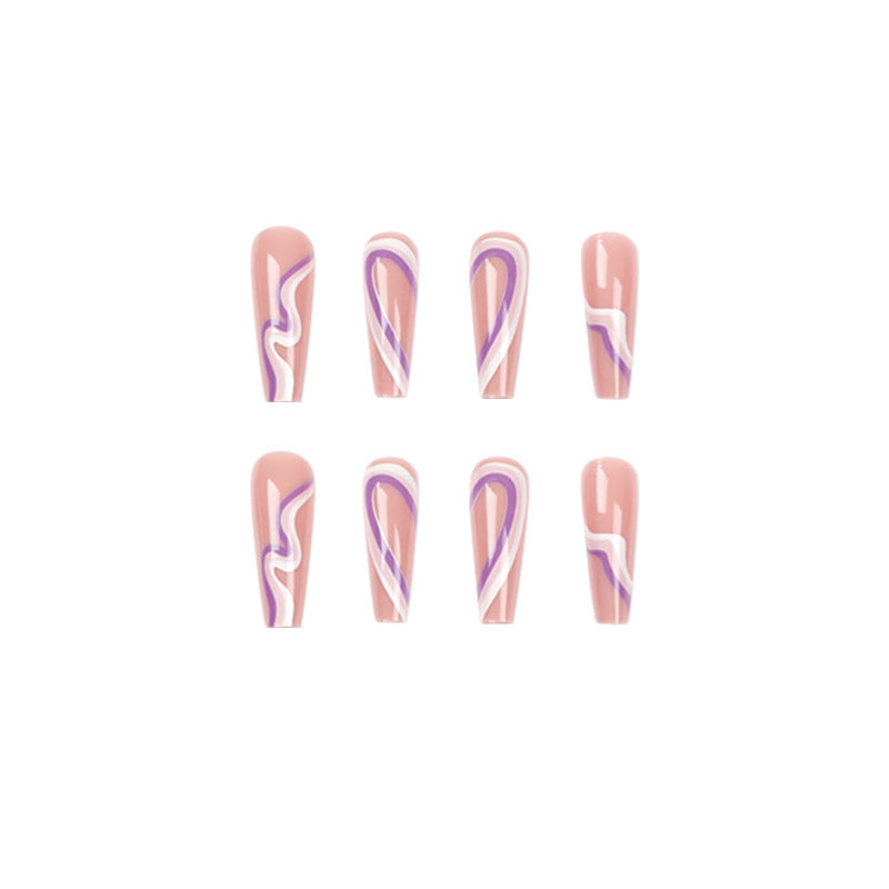Artful nail extensions with elegant wave pattern Kalsten