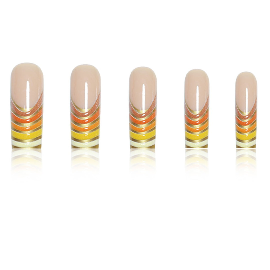 Striped French Tip Press-On Nails Kalsten
