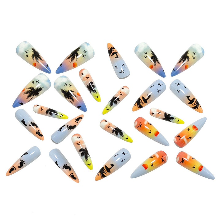 Artificial nails with tropical sunset design Kalsten