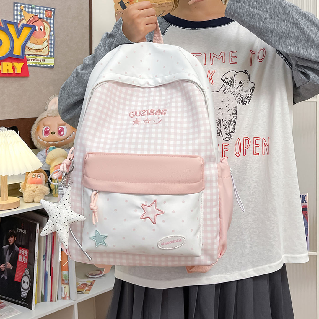 Charming Checked Pattern Backpack Kalsten