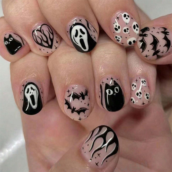 Artistic Halloween-Themed Press-On Nail Set kalsten