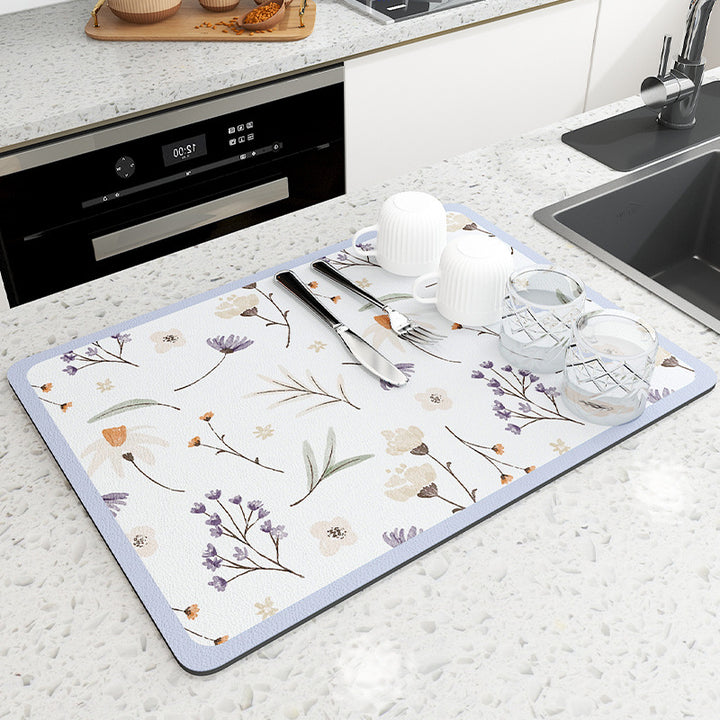 Floral Pattern Kitchen Drain Mat Kalsten