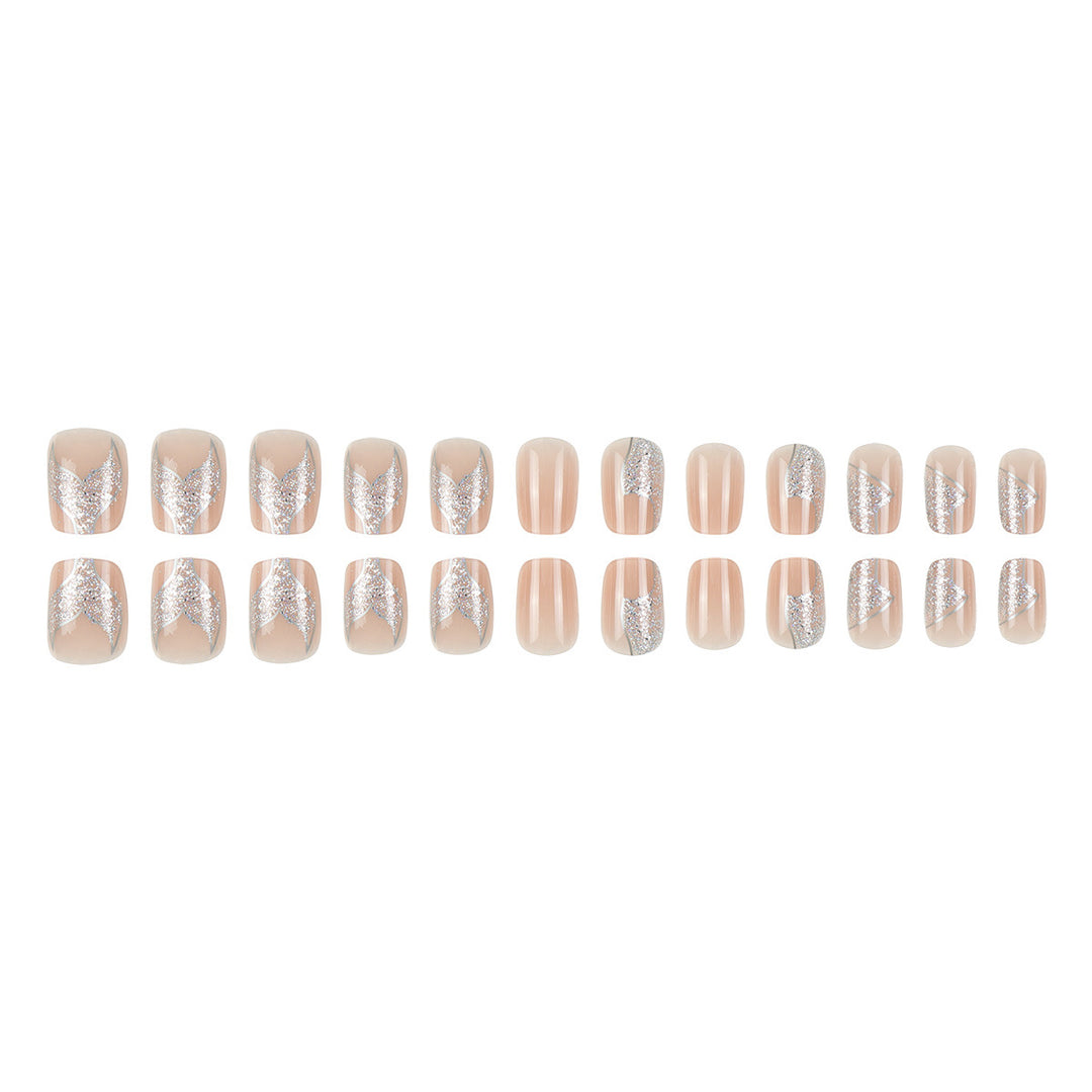 Glittery French Tip Press-On Nails Kalsten