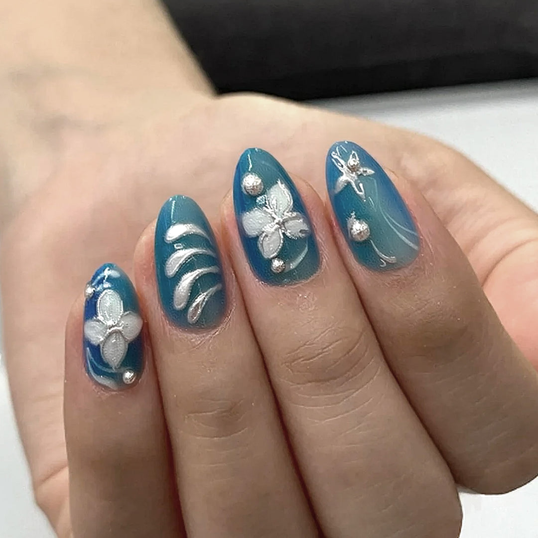 Artistic Floral-Patterned Press-On Nail Set Kalsten