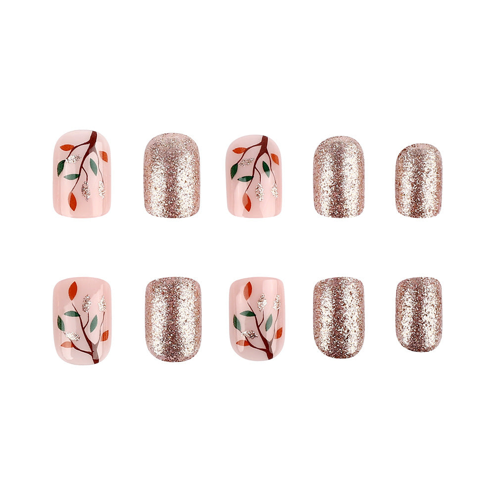 Glittery Floral Nail Art Design Kalsten
