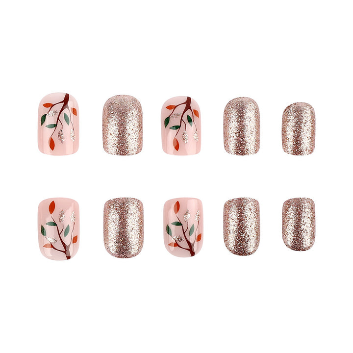 Glittery Floral Nail Art Design Kalsten