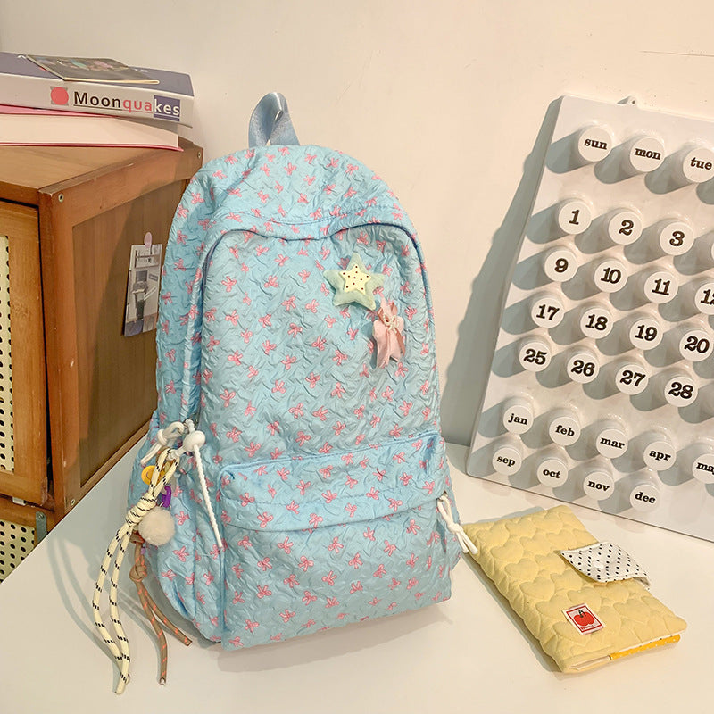 Quilted Floral Patterned Backpack Kalsten