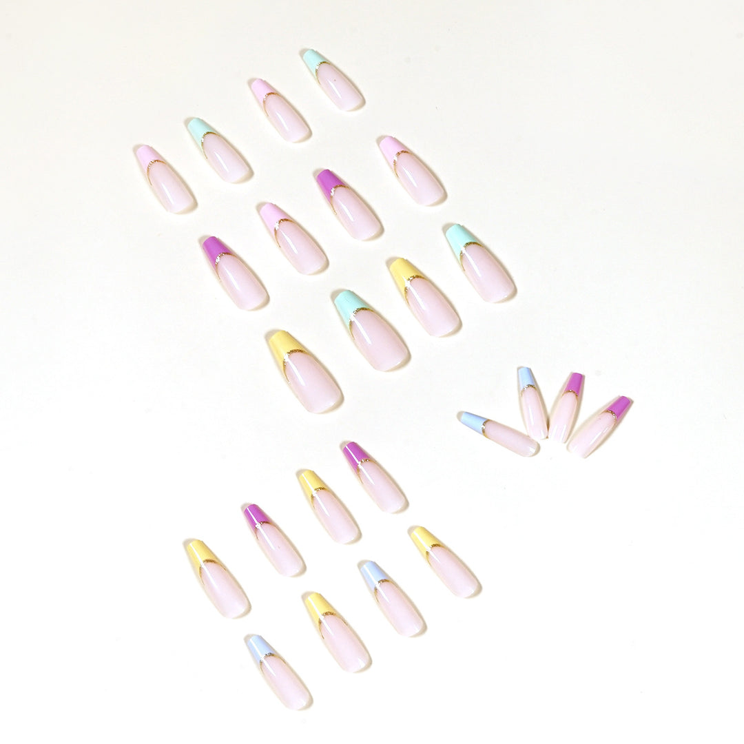 Artful Nail Extensions with Modern Color Design and Glitter Kalsten