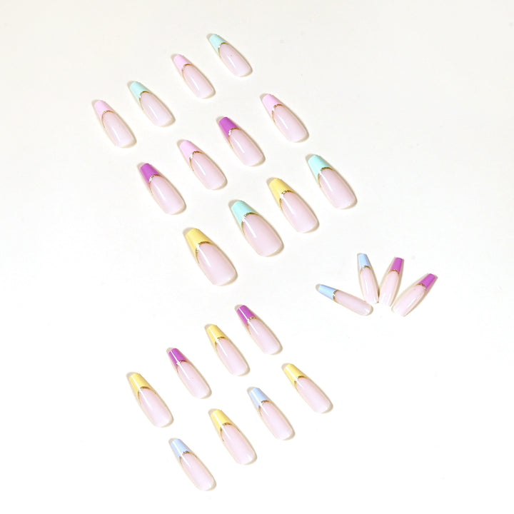 Artful Nail Extensions with Modern Color Design and Glitter Kalsten