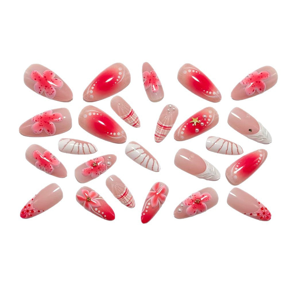 Artificial nails with 3D flower pattern and glitter accents Kalsten