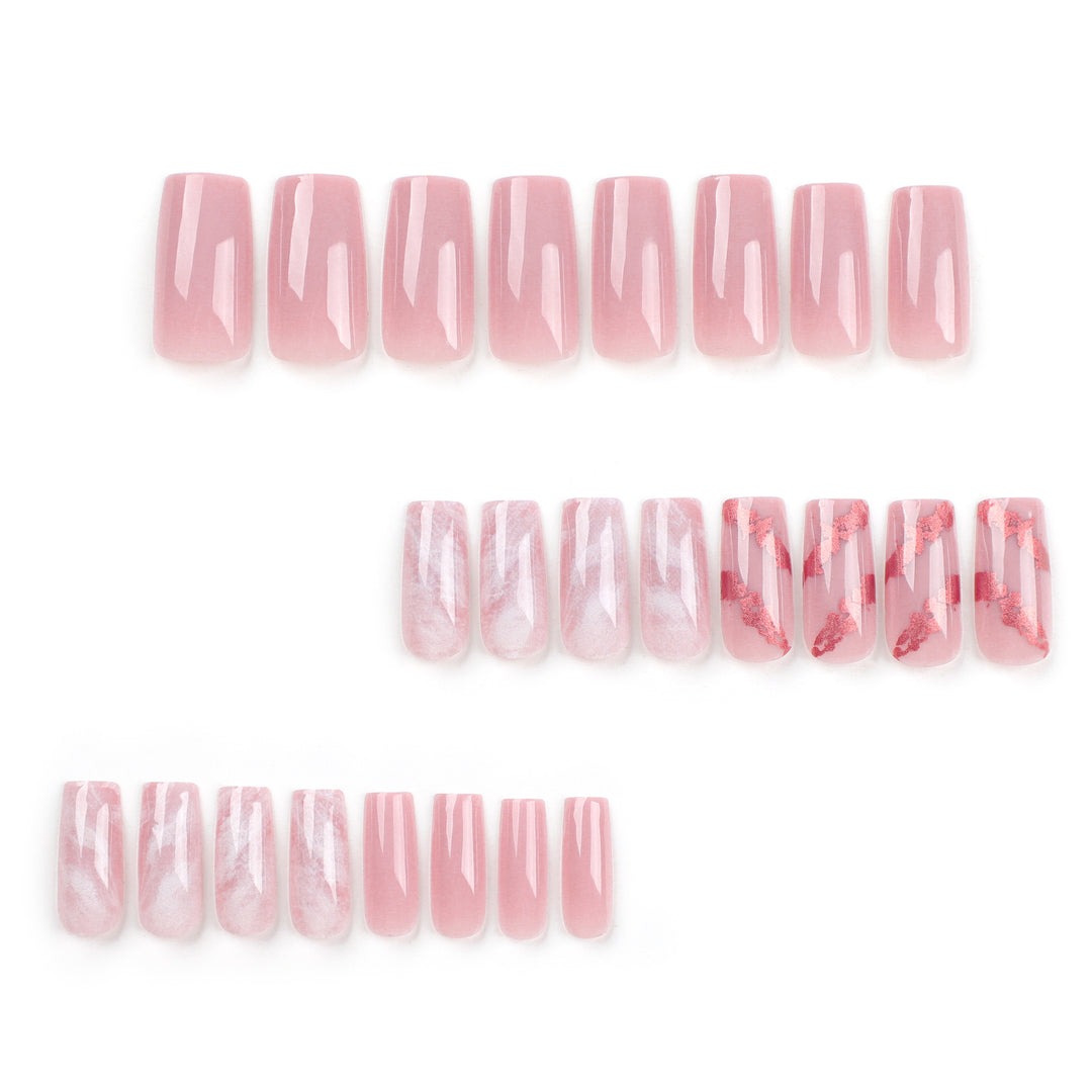 Artistic Nail Extensions with Marbled and Golden Accents Kalsten