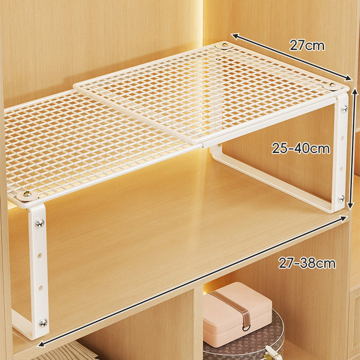 Adjustable Expandable Mesh Closet Shelf Riser with Sturdy U-Leg Support