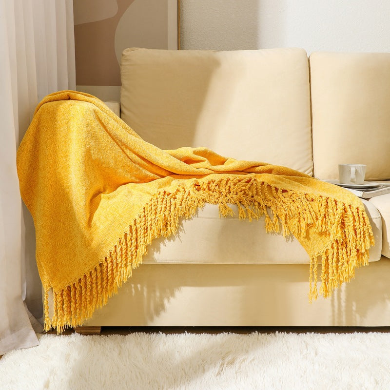 Elegant Fringe Throw Blanket Kalsten