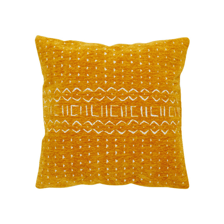 Woven pillow cover with geometric ethnic relief and textured tufting look Kalsten