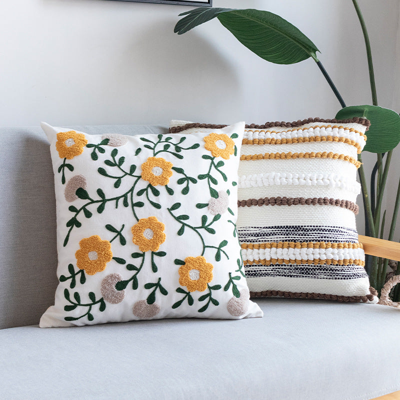 Rectangular decorative lumbar pillow with typographic jacquard pattern Kalsten
