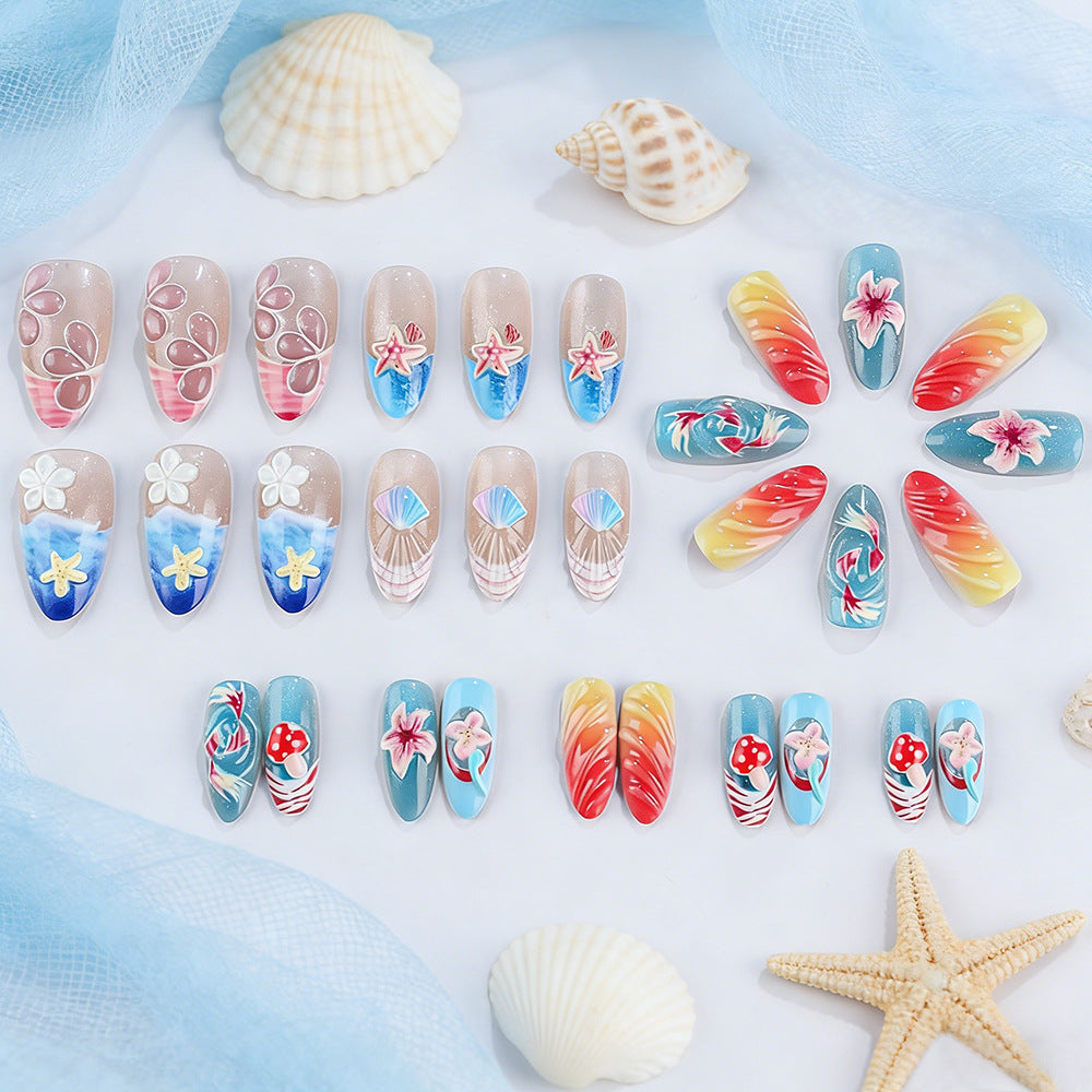 Artistic Marine-Themed Press-On Nails Kalsten