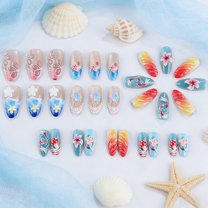 Artistic Marine-Themed Press-On Nails Kalsten