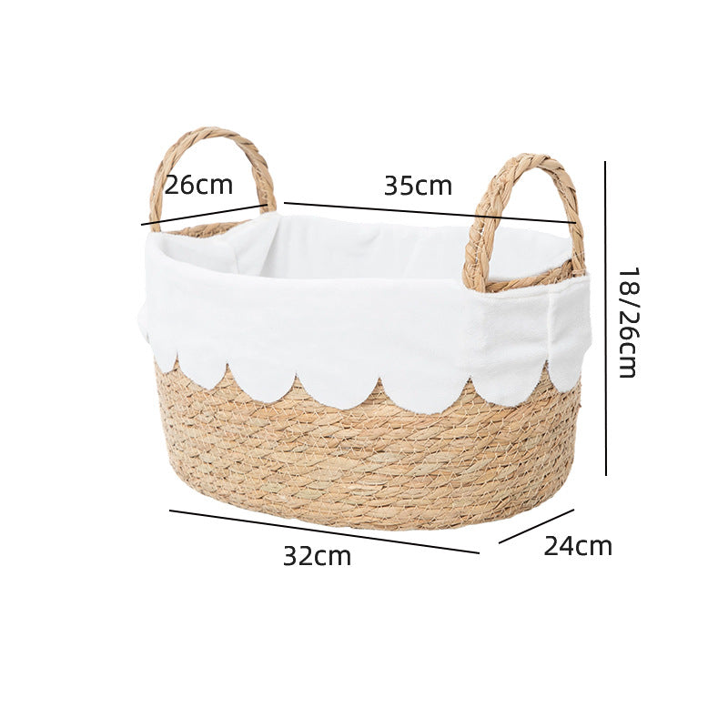 Decorative Woven Storage Basket with Scalloped Edges Kalsten