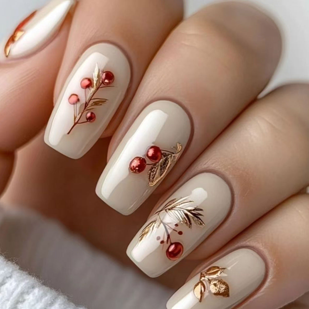 Elegant Holiday-Themed Press-On Nails Kalsten