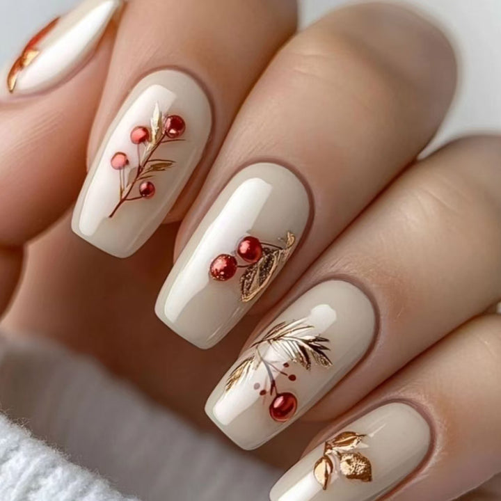 Elegant Holiday-Themed Press-On Nails Kalsten